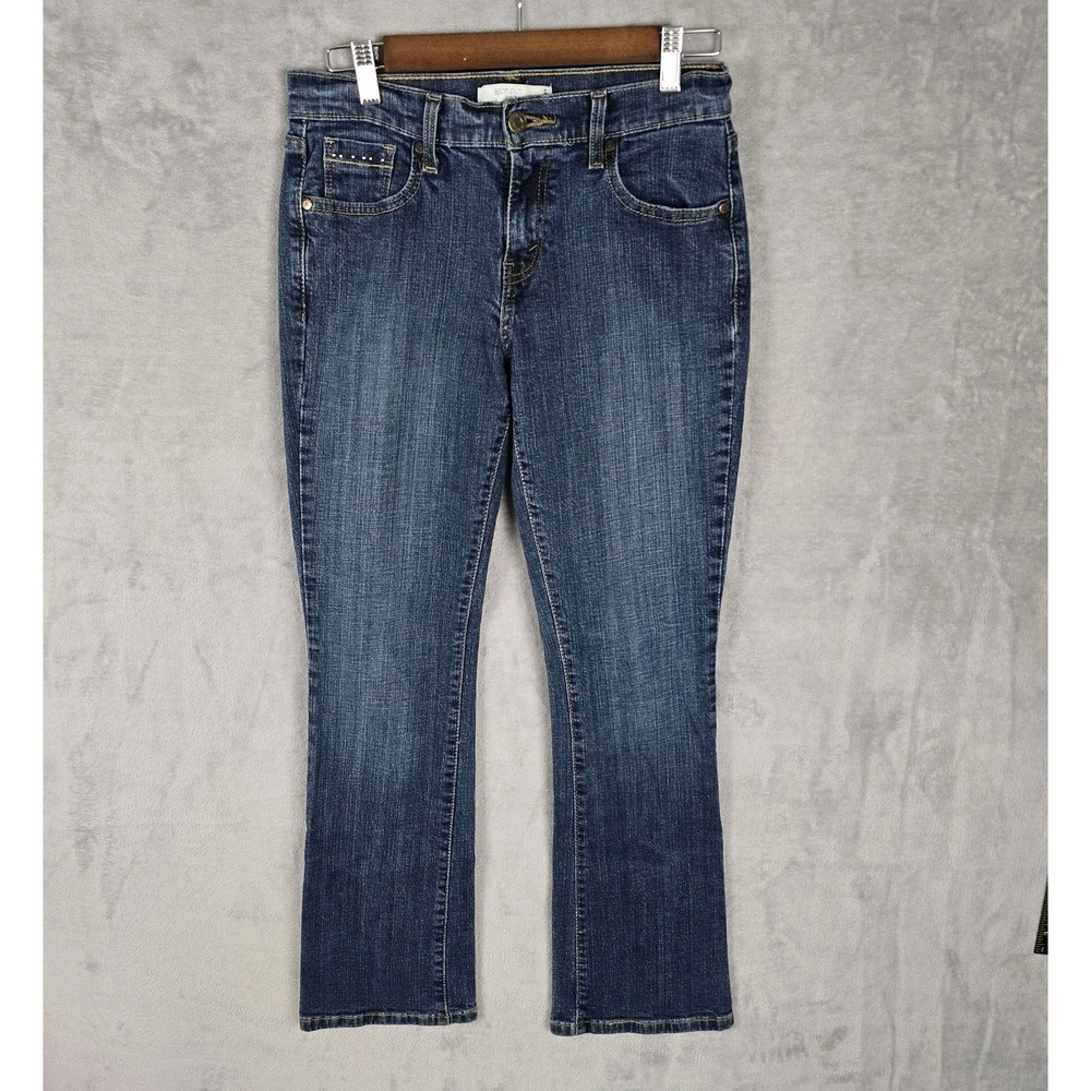 Levis 515 Boot Cut‎ Jeans Womens 4M Medium Wash Blue Studded Mid Rise Denim